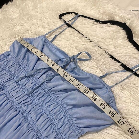 Anthropologie Smocked Midi Dress in Blue Medium - Picture 4 of 8